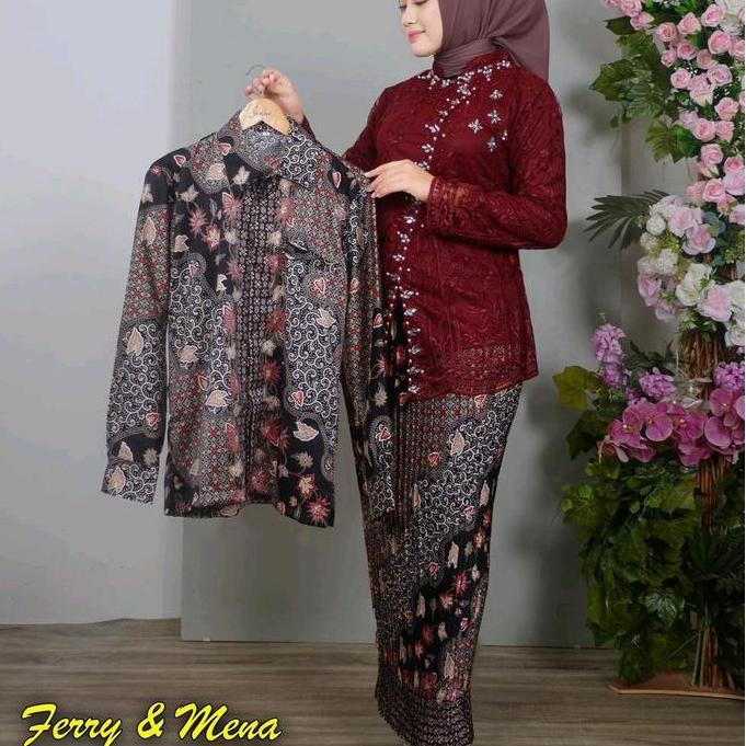 DS115 - Setelan Kebaya Couple Modern Sintia Baju Kondangan Suami Istri Pasangan Sarimbit