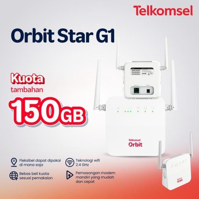 Telkomsel Orbit Star G1 Modem Wifi 4G Free 150gb (25bx6)