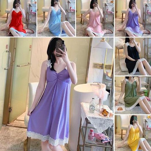 DB98 >> BOS1517 Dress Sling Baju Tidur Wanita Daster Baju Tidur Kaos Panjang