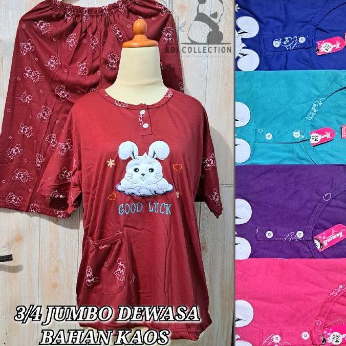 DB228 >> BABYDOLL 3/4 JUMBO WANITA // BAJU TIDUR PEREMPUAN SETELAN LENGAN PENDEK CELANA PENDEK // PI