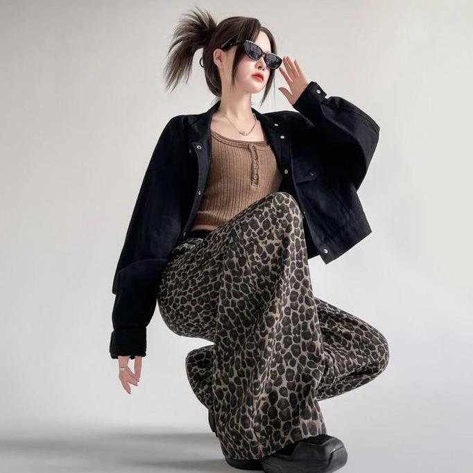 DF392 - Bluebell CPG537 Celana Panjang Leopard Motif Macan Kulot Bahan Karet Rayon Stretch