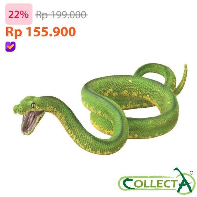 CollectA Green Tree Python - Animal Figure Koleksi Mainan Pajangan Hewan High Quality 88962