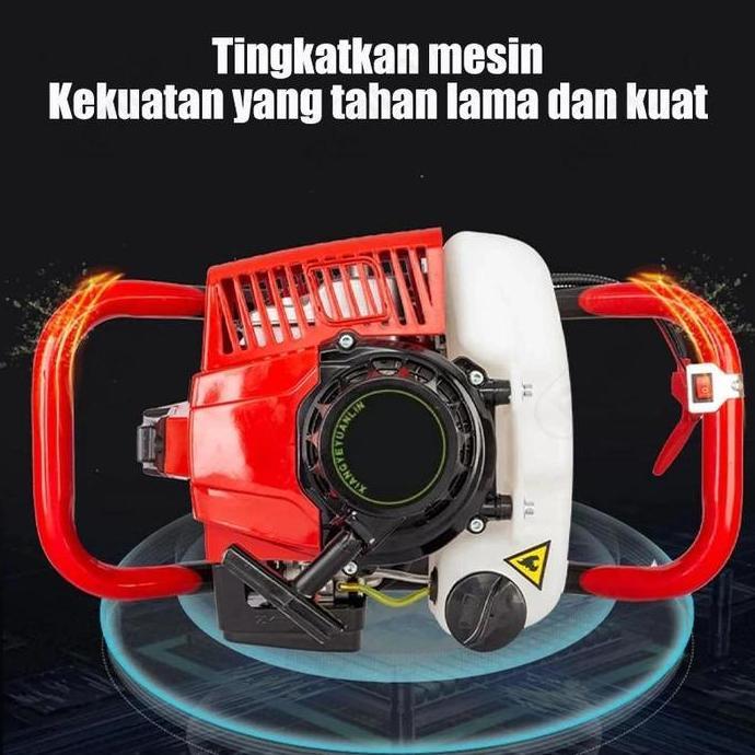 REAIM Mesin Bor Tanah 25CM Bensin | Earth Auger Drill Engine 2-Tak (Daya 3.5HP & Kedalaman Bor 1.5M,