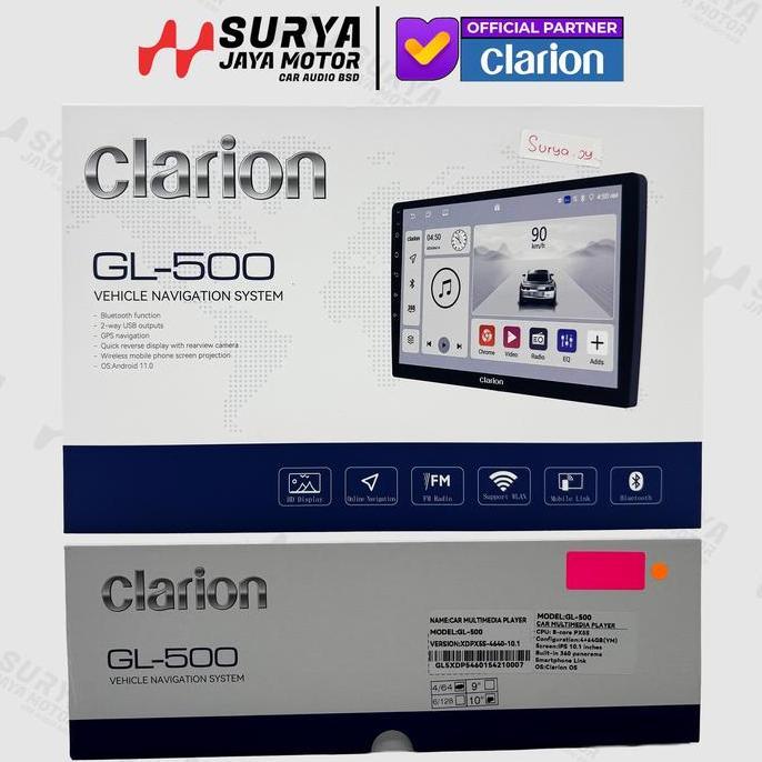 Clarion GL-500 9 Inch 6/128 GB Head Unit Mobil Android 11  Smartphone link IPS 1280x800P wired wirel