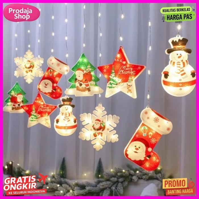 Diskon Termurah Lampu Tirai Gantung Led Natal 3 Meter Dekorasi Natal / Dekorasi Christmas Tree