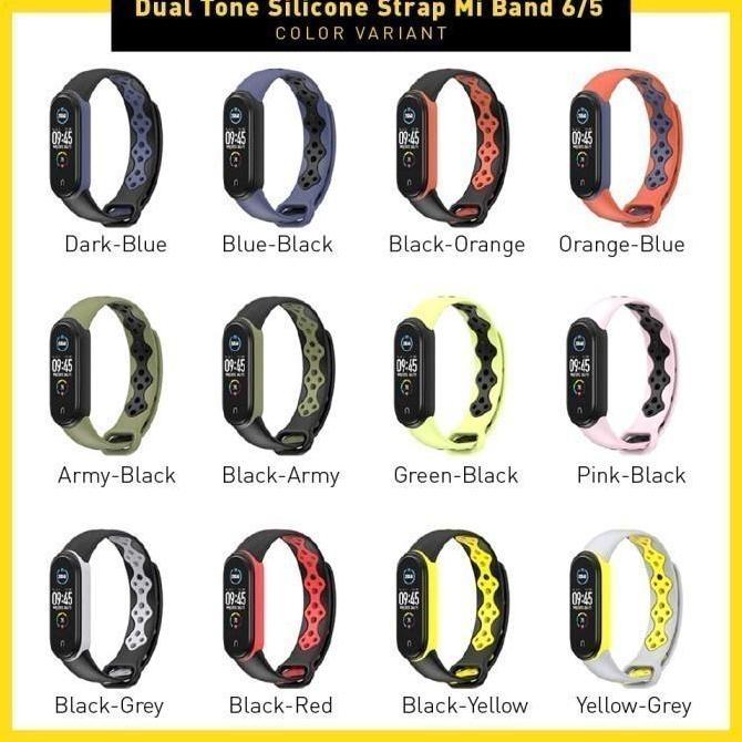 New- MIJOBS SPORTS DUAL TONE Strap XIAOMI MI BAND 5 Silicone Tali Silikon