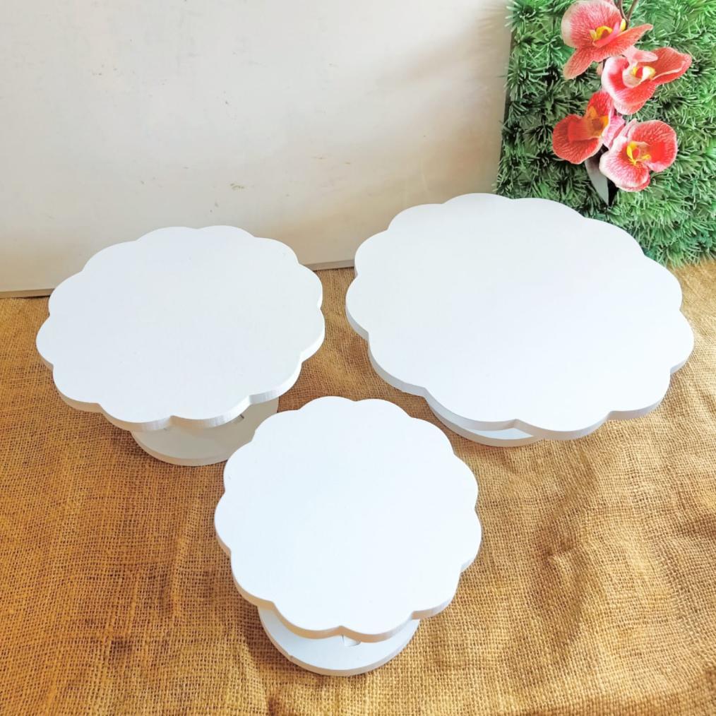 Argipratamashop - Meja Tatakan Kue Putar Dekorasi Pesta Ulang Tahun Warna Putih