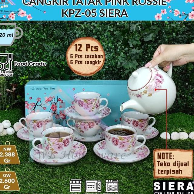 Cangkir Teh Tea Set Cangkir Tatak Pink Rossie Siera Kpz05Cs