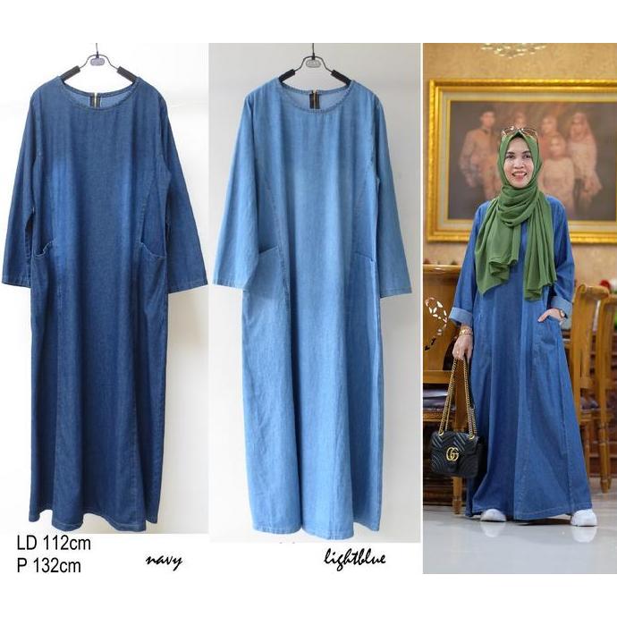 KT2-367 maxi jeans polos- allsize fit to XL - LD 112cm - Panjang 132cm - material jeans - 145rb Gami