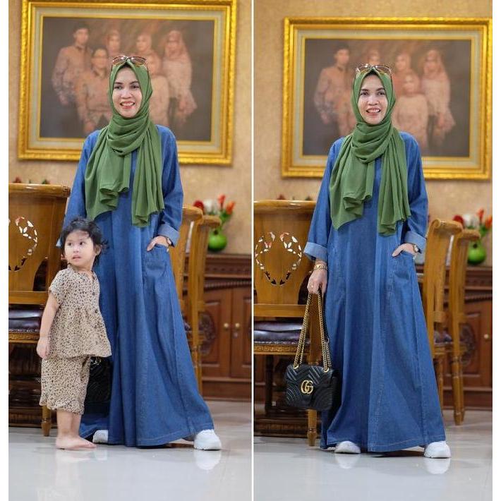 KT2-367 maxi jeans polos- allsize fit to XL - LD 112cm - Panjang 132cm - material jeans - 145rb Gami