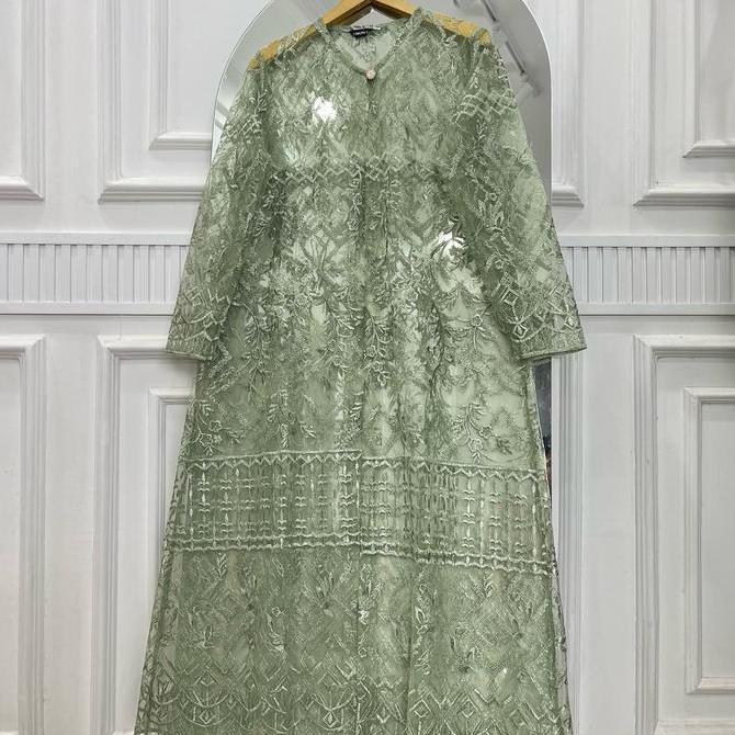 GAIA Long Outer Brokat Tile Sapto Etnik Wanita kondangan Mewah Cardigan Panjang Muslim Kardigan Katu