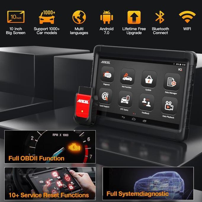Bahasa IndonesiaAncel X6 Bluetooth Obd2 Scanner Alat Diagnosis Mobil Active Test Tool Kualitas Terba