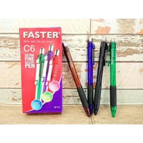 Janjuko_3 - Pulpen Faster C6 Tinta Hitam Berkualitas Merah Stationery