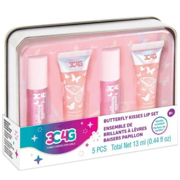 New- Mainan Lip Gloss Anak Make It Real Butterfly Kisses Lip Set Metal Box