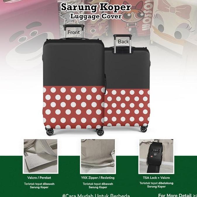 NEW Minnie 001 Sarung Koper Cover Pelindung Koper Luggage Cover dengan Perekat Valcro YKK Zipper TSA