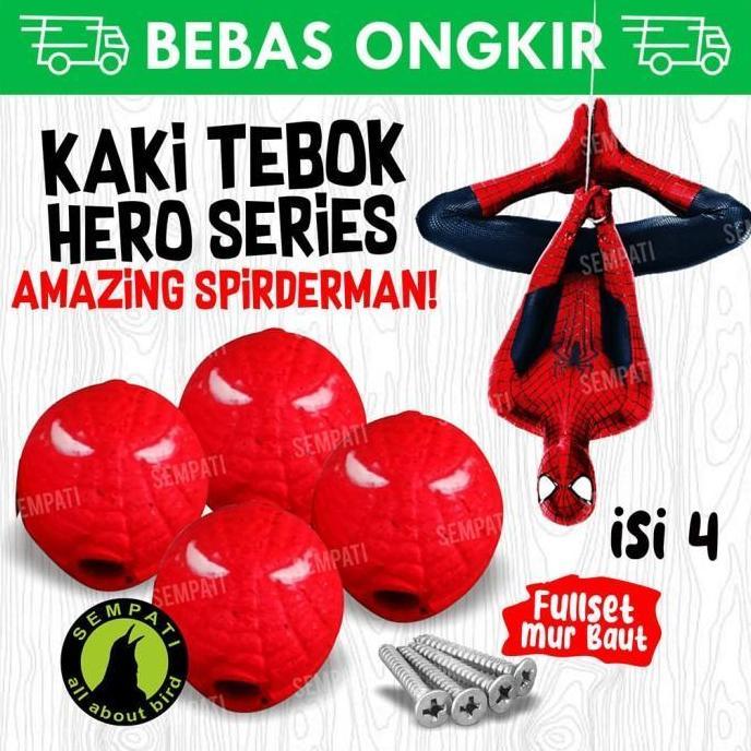 Kaki karet spiderman isi 4 kaki sangkar kandang kotak burung kacer