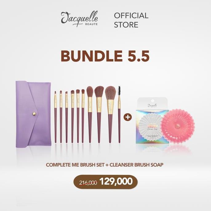 Sipeno_store - Jacquelle Bundle Complete Me Brush Set + Cleanser Brush Soap - Paket Makeup Lengkap