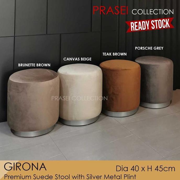 GIRONA - Luxury Suede Stool Pouf Puff Ottoman Kursi Bulat Bludru
