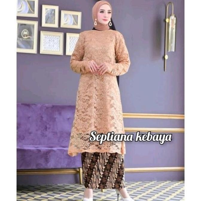 Baju Kebaya Modern Tunik Brokat Jumbo  - Setelan Kebaya Brokat  Jumbo  - Kebaya Tunik Brokat  - Keba