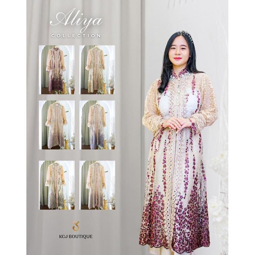 Kcj - Dress Outer Aliya Tile Bordir Kombinasi Brukat Dan Payet