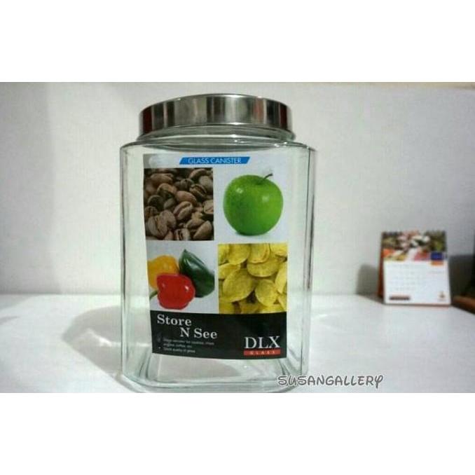 New- Glass Canister / Toples Besar DLX Cafe A Kotak 6 Liter