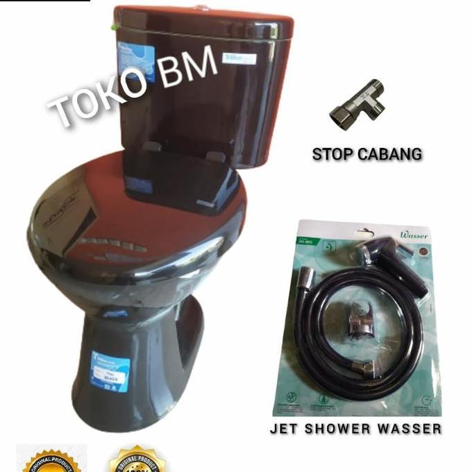 Promo closet duduk triliun warna hitam mengkilap/closet triliun hitam COD