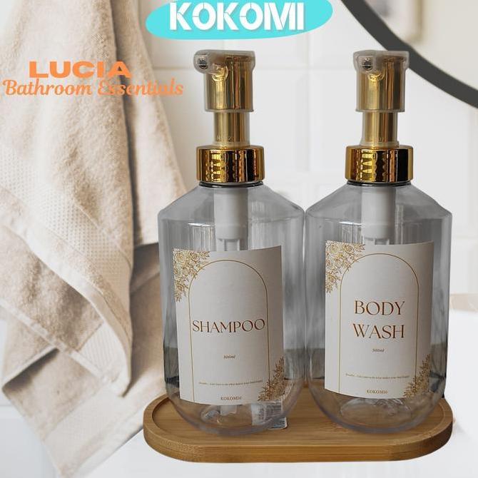 Kokomi Botol Sabun Aesthetic Lucia Botol Refill Sabun Cair 500Ml Dapat Stiker Label Botol Refillable