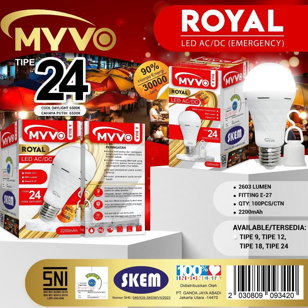 Lampu Emergency LED Bulb Myvo Royal 24 Watt
