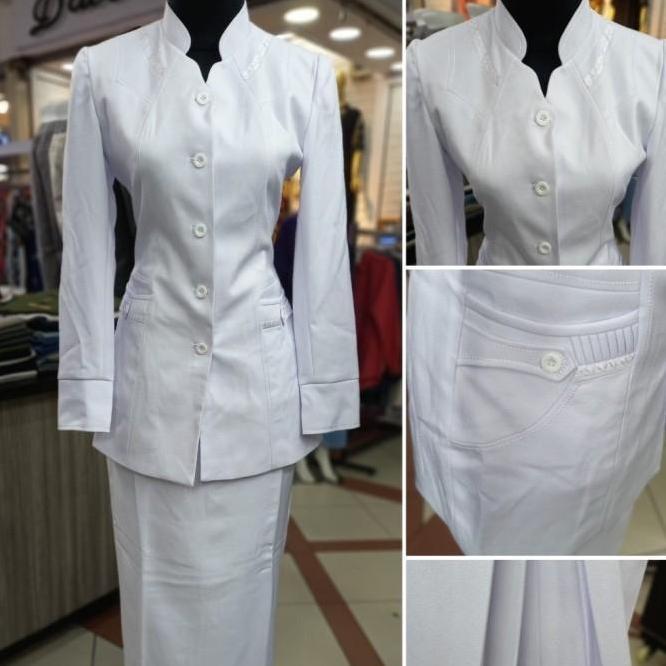 Baju Blazer Perawat Wanita Putih Putih Suster Rumah Sakit Bidan Sragam