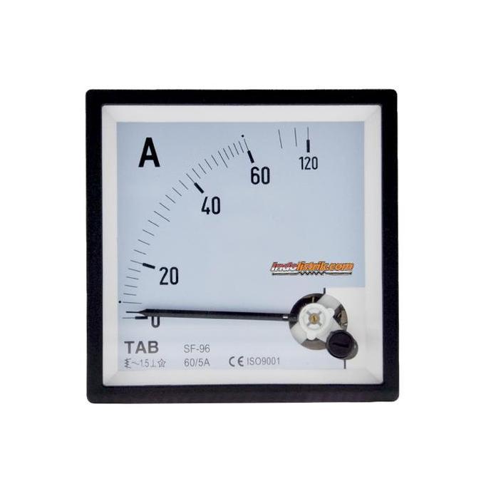 Ampere Meter Analog AC 60 / 5 A Via CT 96 x 96 TAB