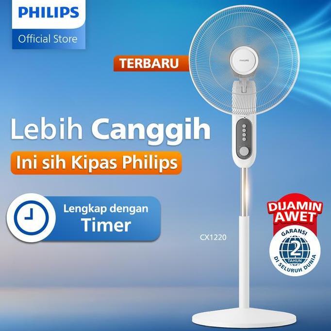 Terbaru Kipas Angin Philips Putih CX1220/00 - Lebih Canggih dengan Timer, Kipas Baling 6, 16 Inch, K