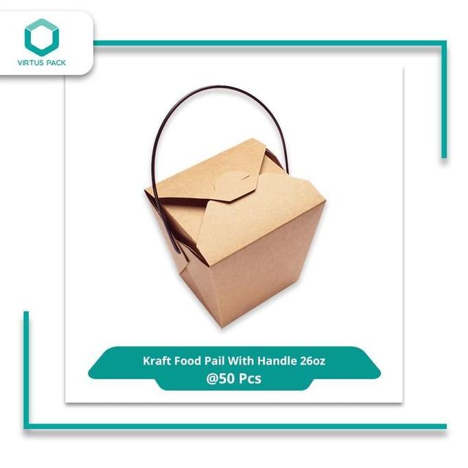 VirtusPack/Eco Friendly/Mangkok Kertas/Kraft Food Pail Handle26oz/50pc