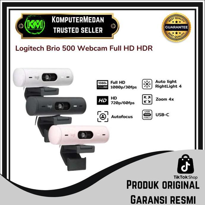 Webcam Logitech Brio 500 (4MP|1080P 30FPS|720P 60FPS )