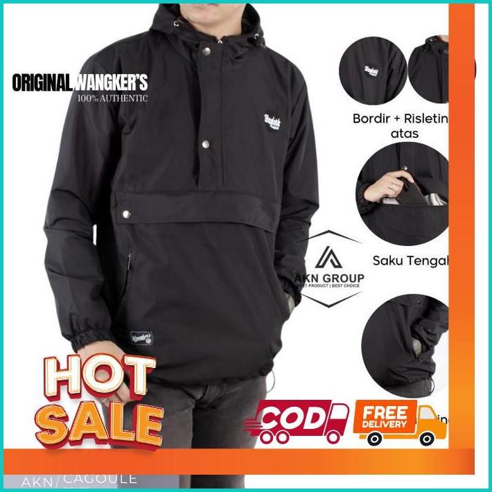 Akn Jaket Cagoule Pria Simple / Jaket Pria Polos Outdoor Kantong Doraemon Original Wangkers Big Size