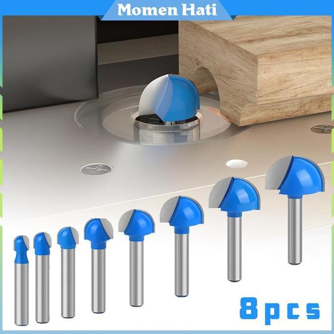 SHISHIO 8Pcs Mata Profil Setengah Lingkaran Mata Router Kayu Set 6mm
