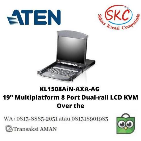 KL1508AiN-AXA-AG 19" Multiplatform 8 Port Dual-rail LCD KVM Over the