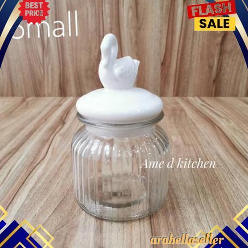 Grosir Toples Bijian Kaca Tutup Keramik Swan "Small"