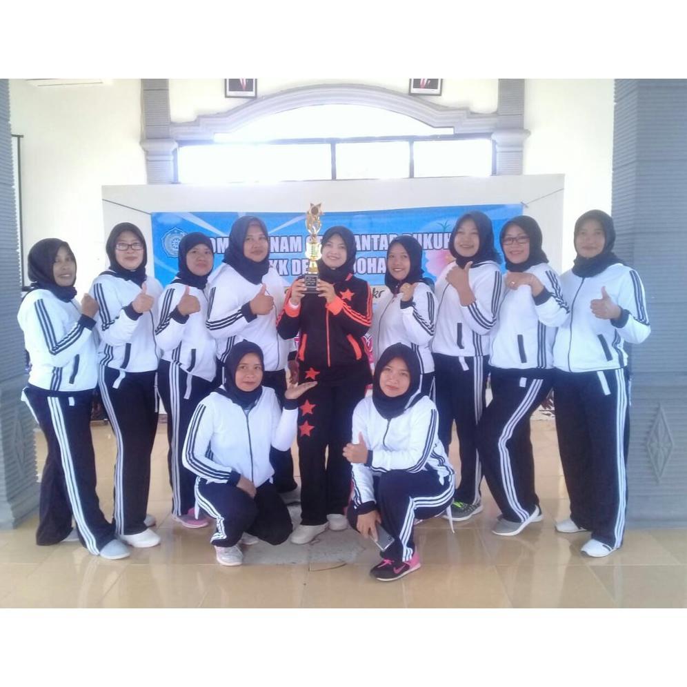 READY Baju Senam Setelan Aerobic Zumba Lapangan Cycling Hijab Muslimah Panjang Training Putih Hitam 