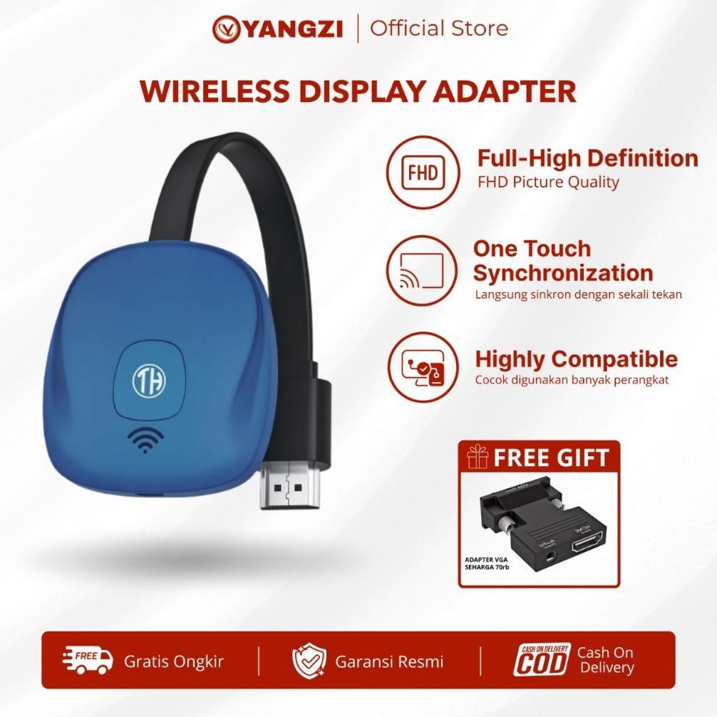 YANGZI Wireless Display Adapter Miracast Chromecast Alat Transmisi Layar HDMI FHD Dongle TV
