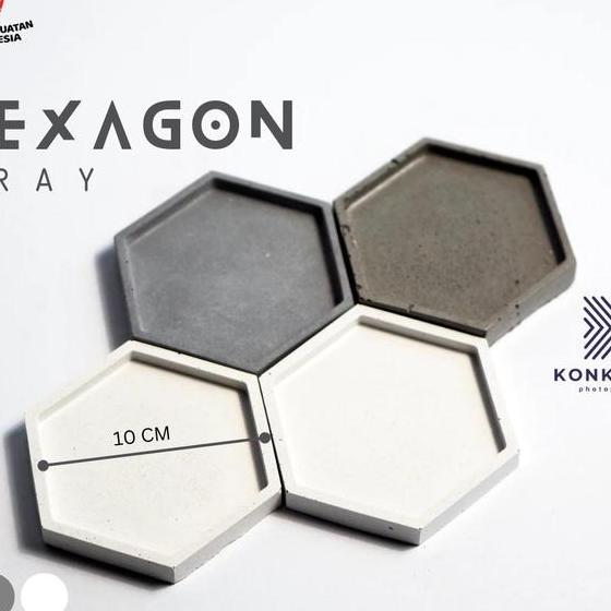 TATAKAN BETON HEXAGON SEGI ENAM - TATAKAN POT SEMEN 10 CM - COASTER