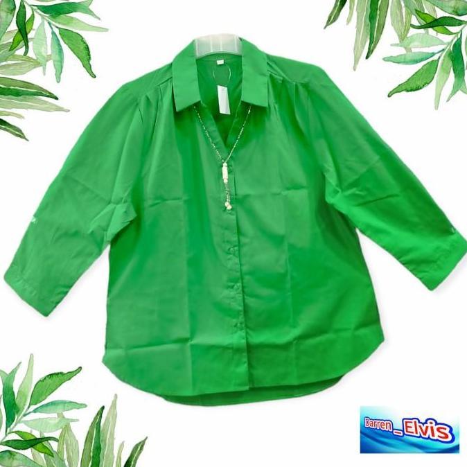 New- ATASAN WANITA HIJAU DAUN POLOS