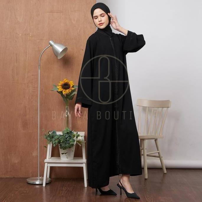 Abaya Saudi Premium ZIPPER BLACK Gamis Dubai Wanita Dress Pesta Abaya Mewah Dress Mewah Abaya Warna 