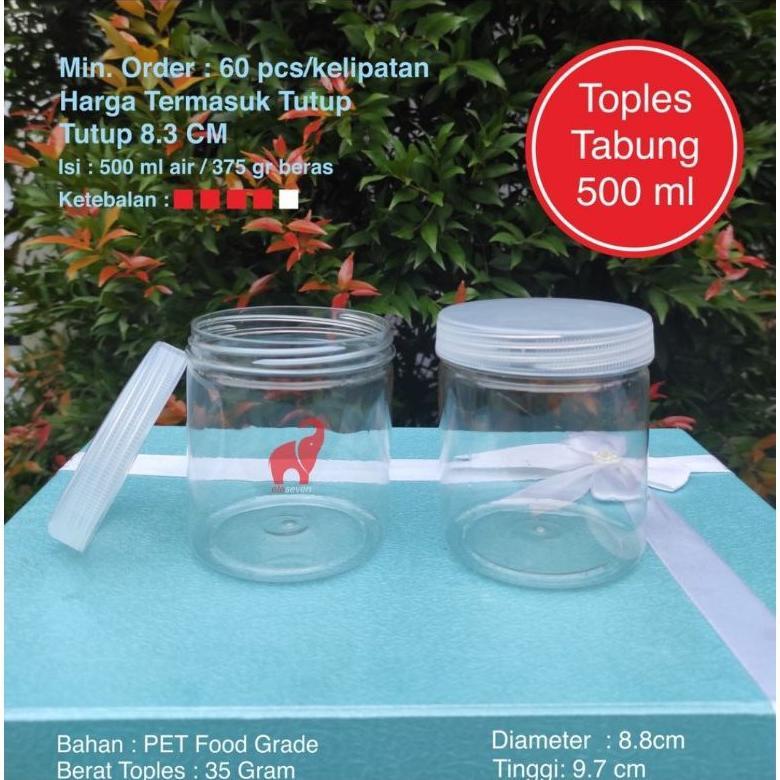 BANMOTSTORE Toples Tabung Silinder 600 ml ISI 60 FREE KARDUS / Toples Plastik 500ml 500 ml 600 ml 60