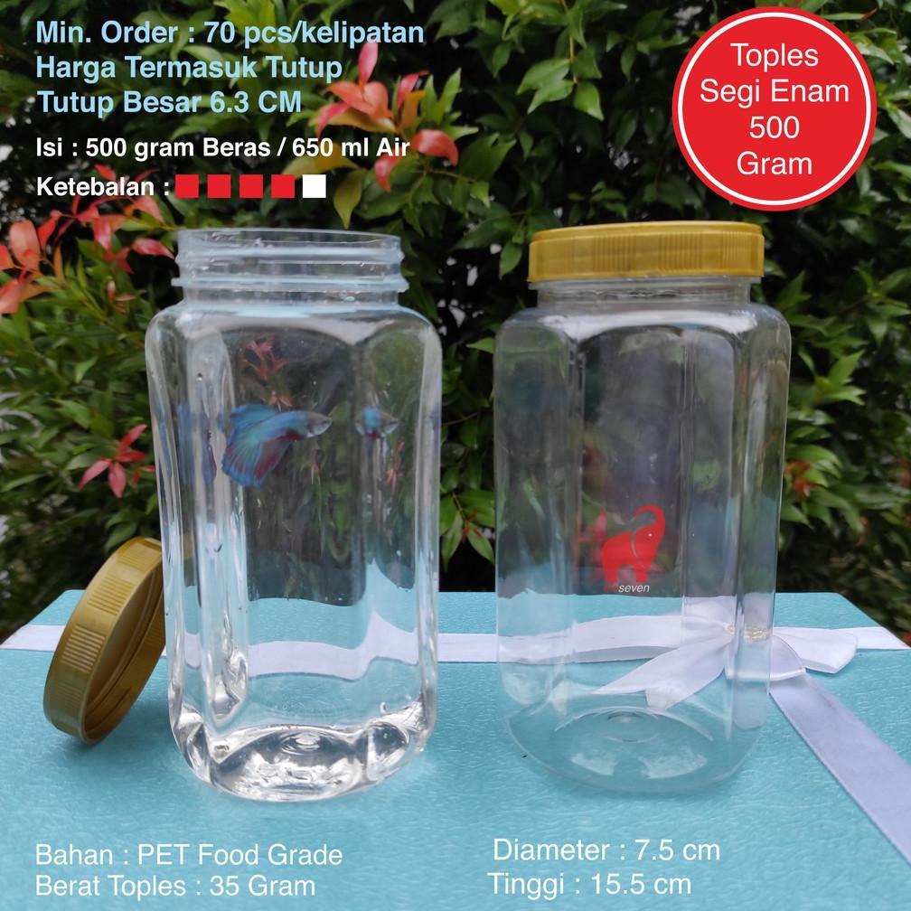 BANMOTSTORE Isi 70 FREE KARDUS Toples Hexagonal Plastik 700ml 500gram TEBAL / Toples Bawang / Toples