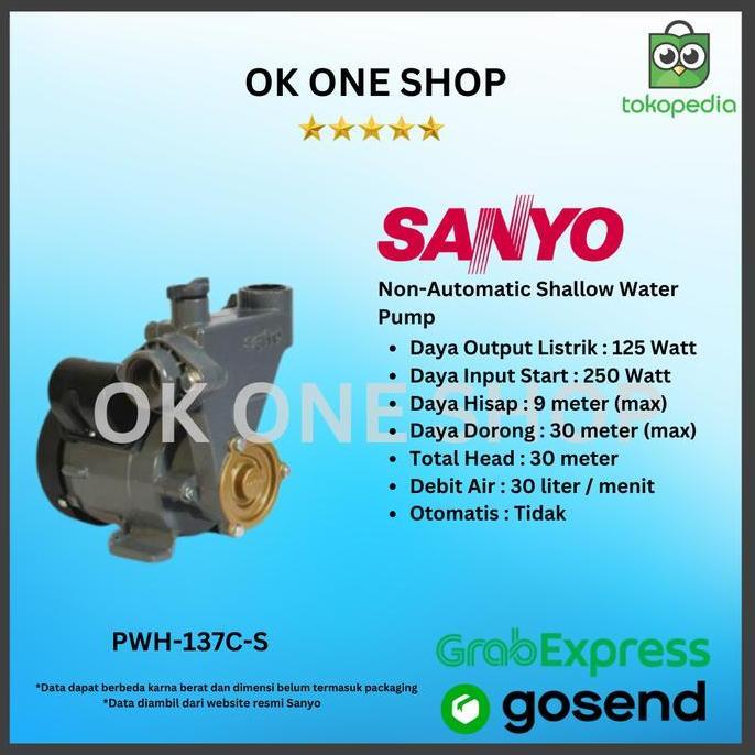 Sanyo Water Pump Pwh-137C-S | Pwh 137 C S | Pwh137Cs Baru