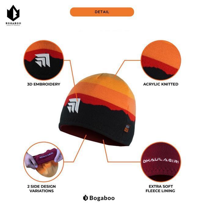 Dhaulagiri Beanie Hat Reversible Landscape Kupluk Kupluk Rajut Topi Peci Sholat