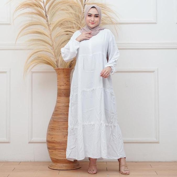 Gamis putih polos | Daster arab | rayon peemium | Ld 120 | jumbo xxl