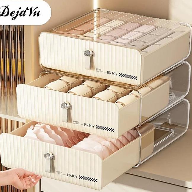 Dejavu Rak Laci Serbaguna Pakaian Dalam Kaos Kaki Underwear Storage Box Cream Kotak Tempat Penyimpan