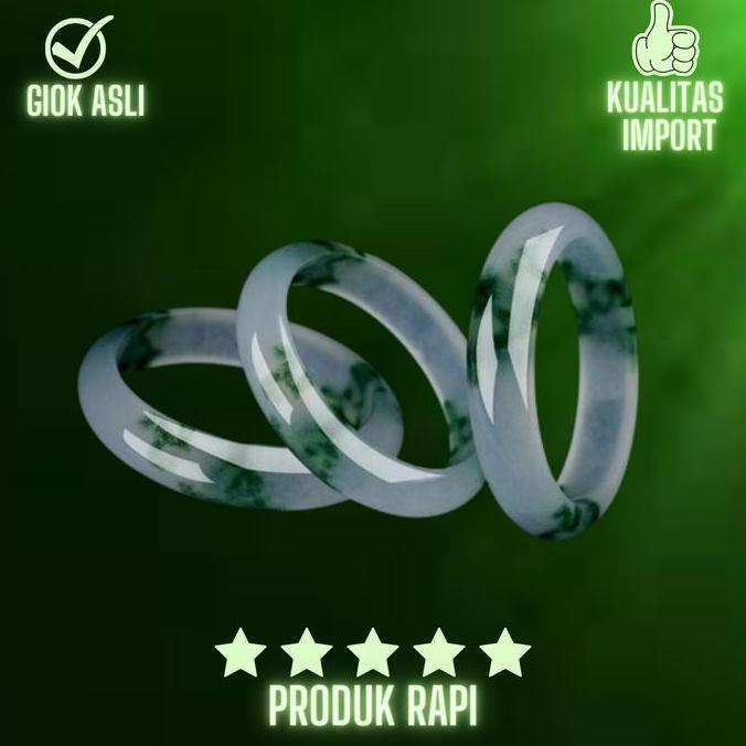 Gelang Bangle Batu Giok Hijau dan Putih Asli China Giok Kesehatan Ori