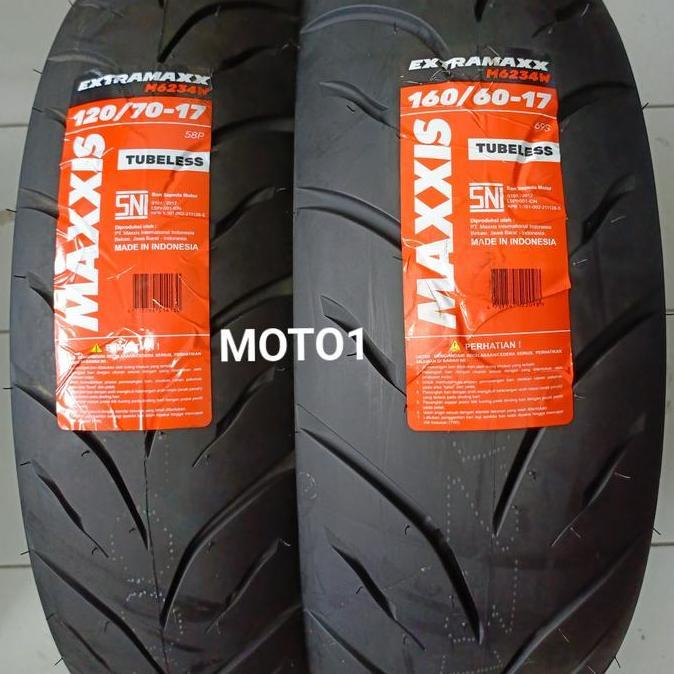 ZAPAFIRT56 - PAKET BAN MAXXIS EXTRAMAXX 120/70-17 & 160/60-17 TUBELESS